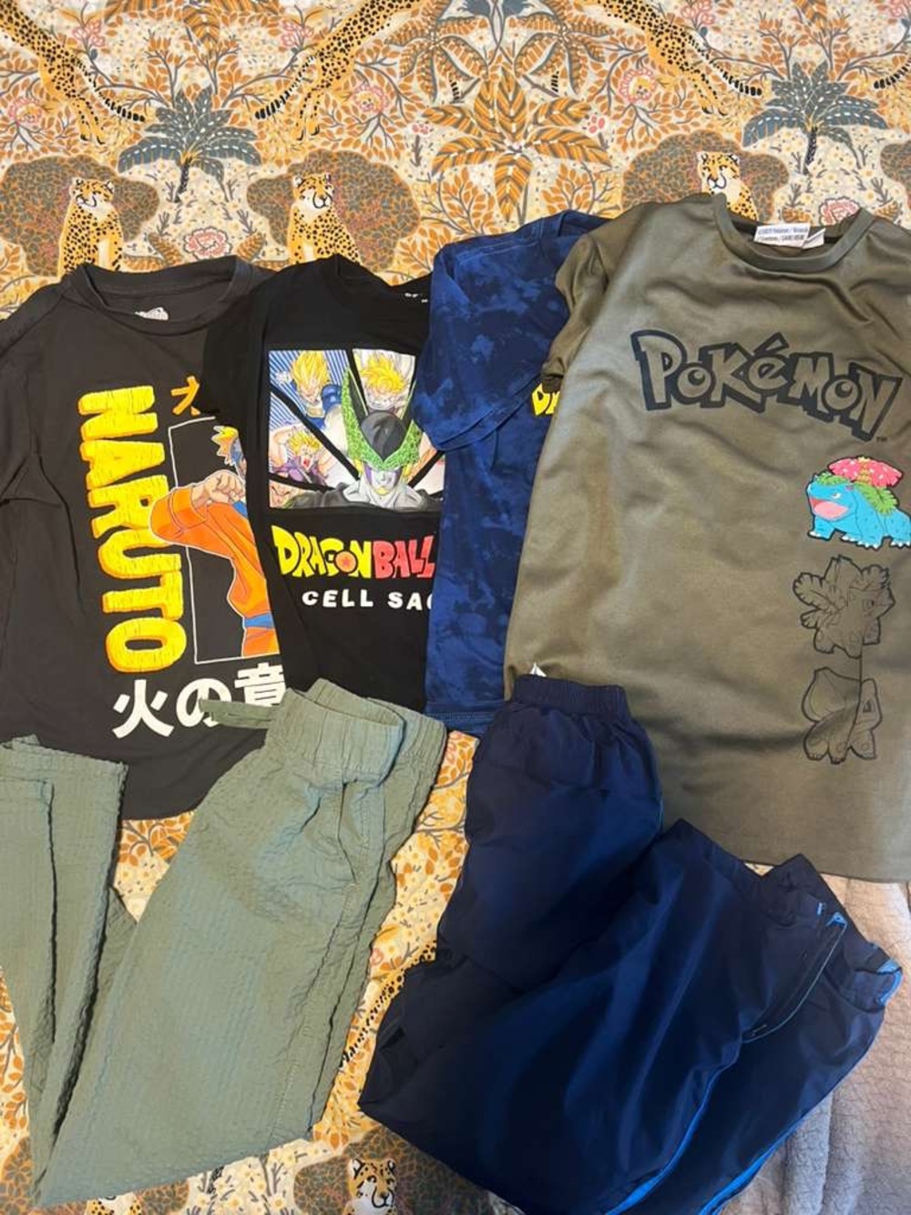 Boys Size 7-10 Anime & Pokemon Bundle - Naruto, Dragon Ball Z, Adidas & More